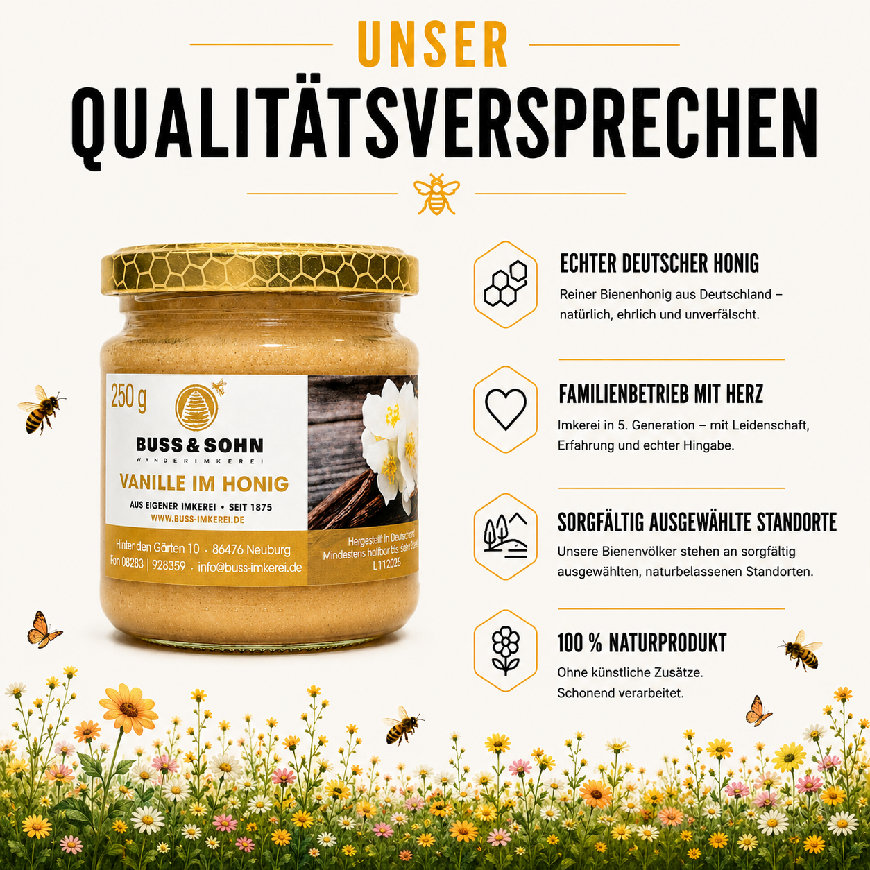 Bourbon-Vanille im Honig 250g