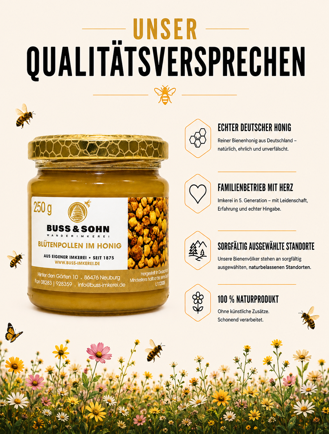 Blütenpollen im Honig
