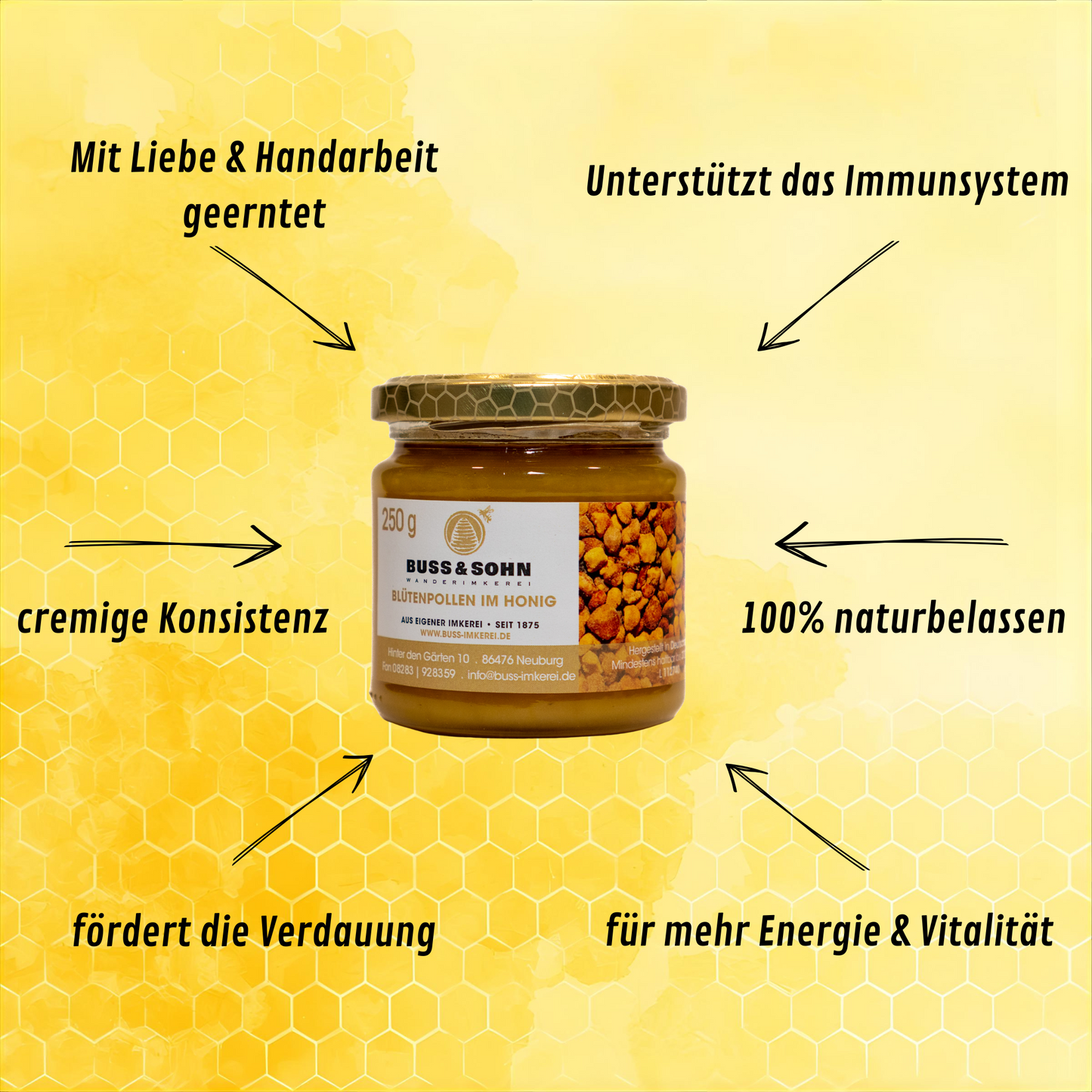 Honig mit Blütenpollen