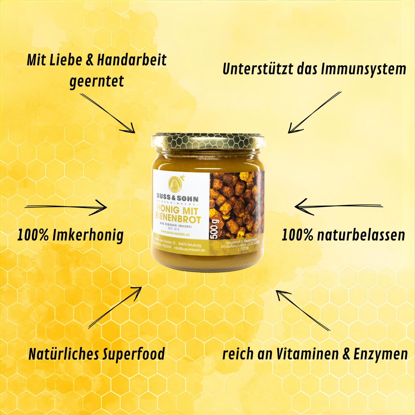Honig mit Bienenbrot (Perga)