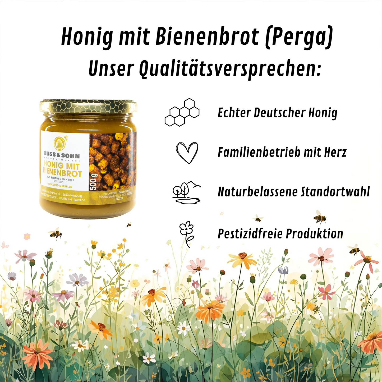 Honig mit Bienenbrot (Perga)