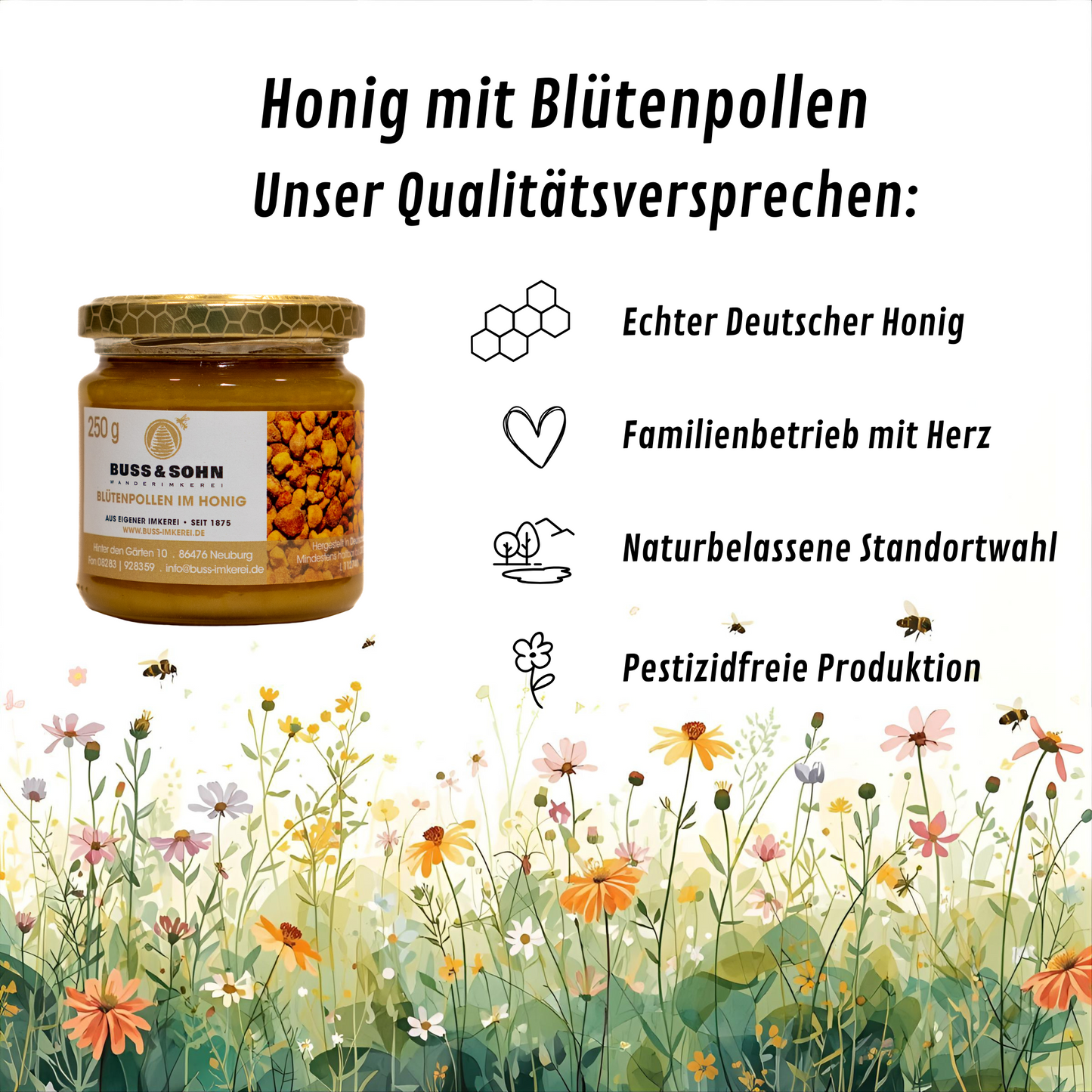 Honig mit Blütenpollen