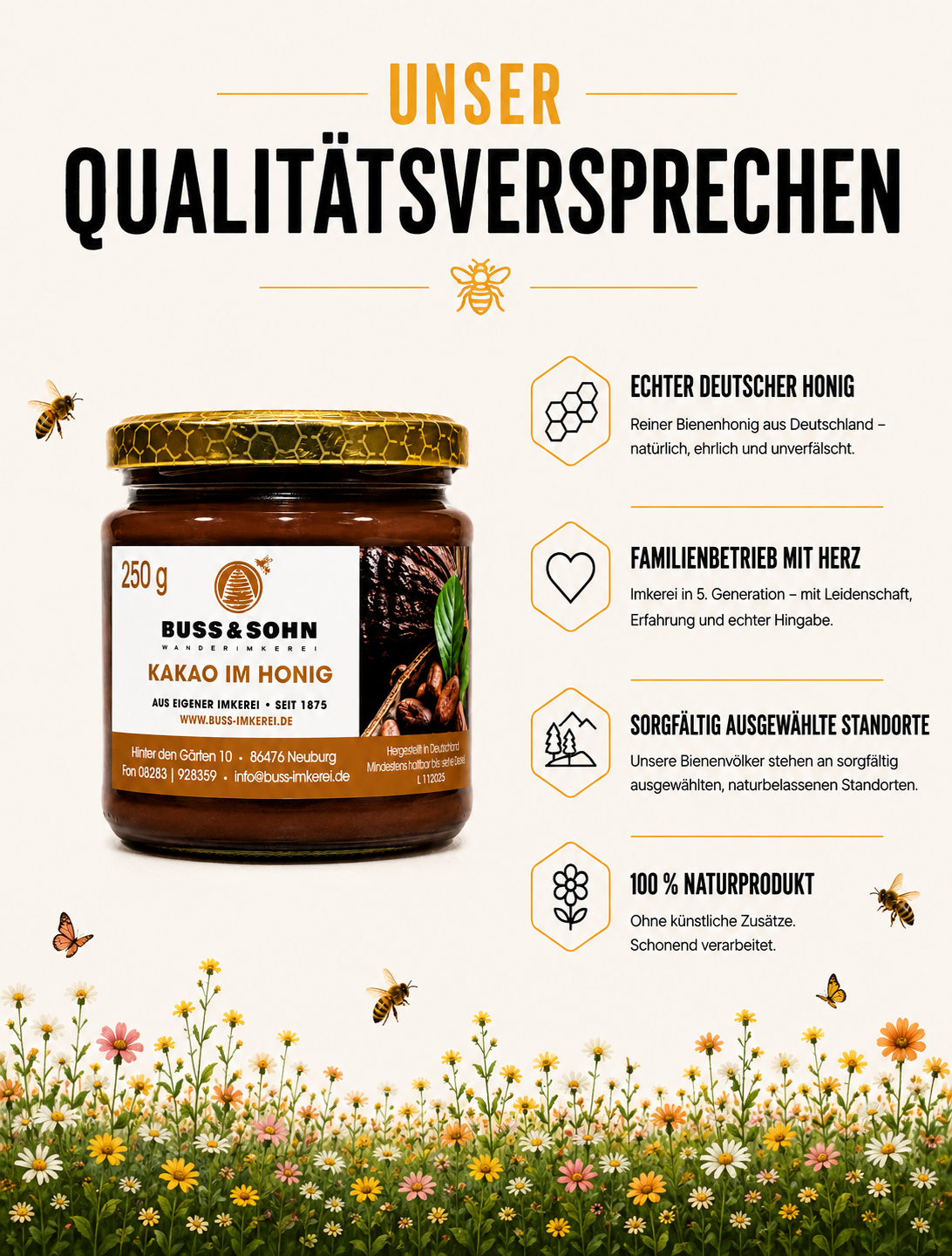 Kakao im Honig 250g