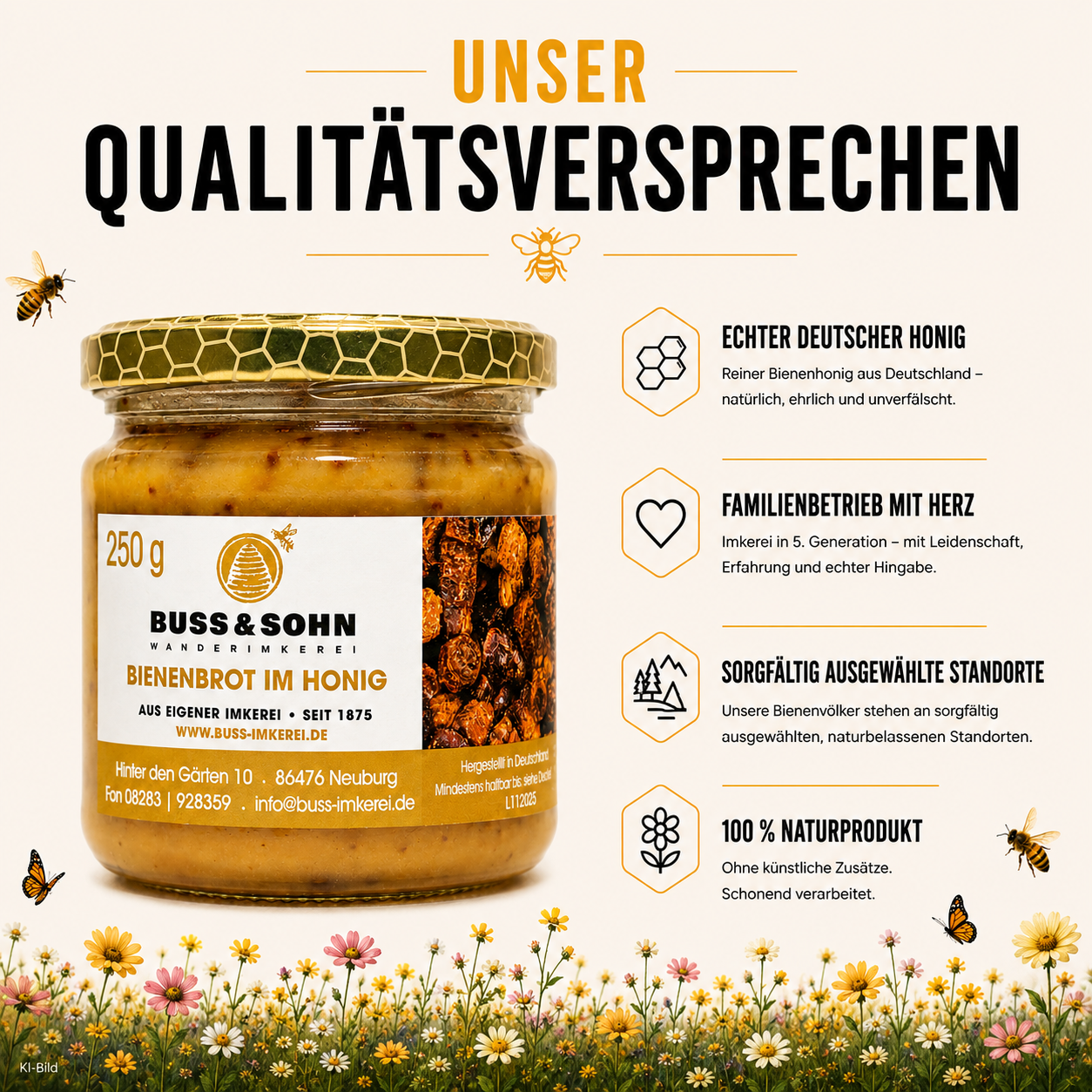 Bienenbrot (Perga) im Honig